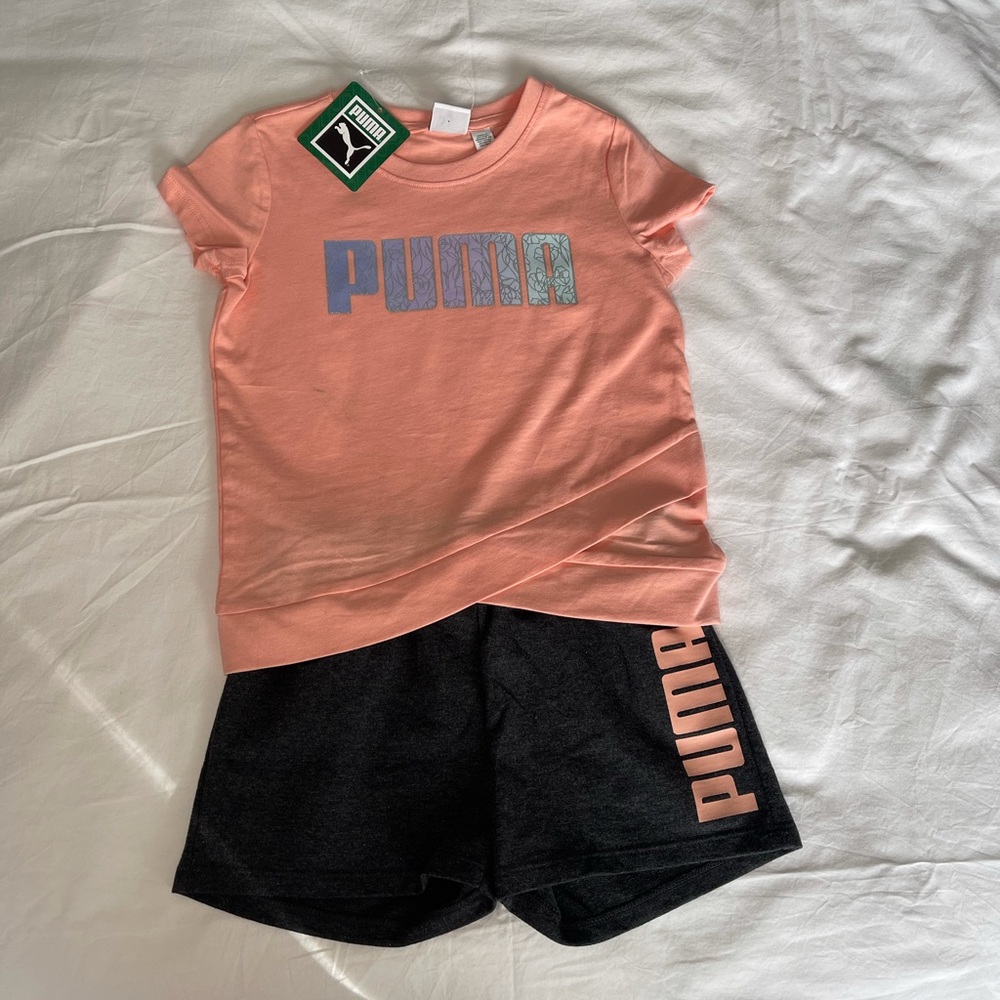 PUMA GIRLS' 2-PIECE SHORTS SET OUTFIT